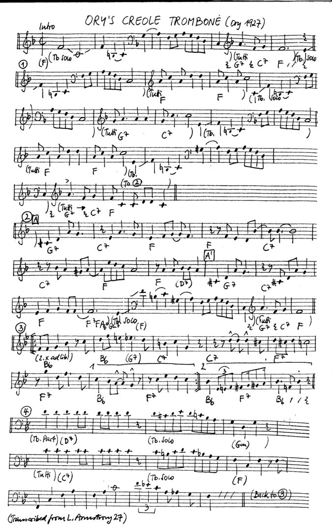 ory's creole trombone leadsheet – book us for your next 20s or gatsby event